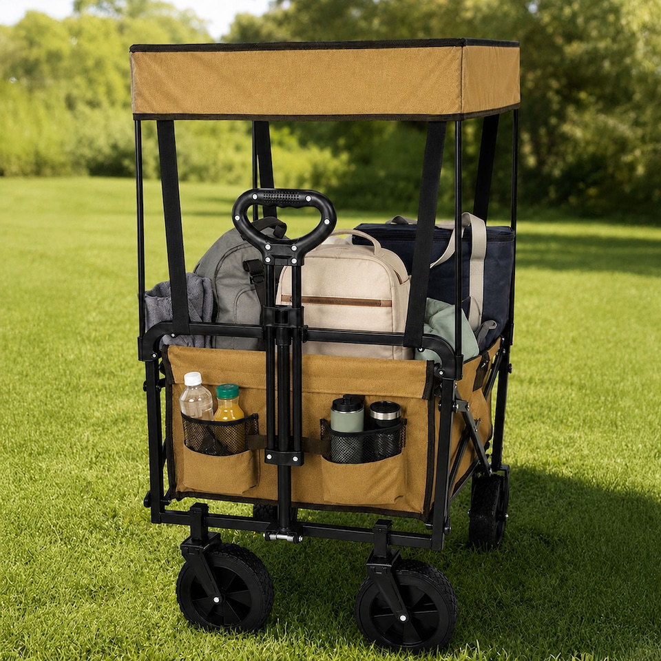 image 1 of Neo Heavy Duty Folding Wagon Cart 300L Collapsible Trolley Adjustable Handle