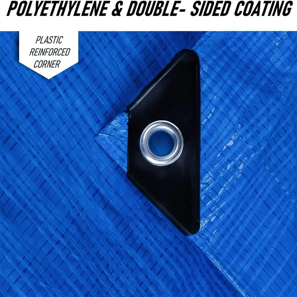 image 1 of Tarpaulin 3m x 3m Multi-Purpose Waterproof, UV Resistant Ground Sheet Cover Made of 90g/Square Metre Tarpaulin Blue