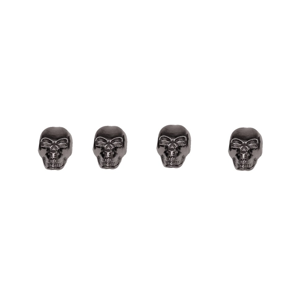 image 1 of 8mm x 13mm Gunmetal Metal Skull Head Studs for DIY Projects - 100pcs