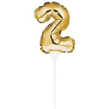 Creative Party Number 2 Balloon Cake Topper - Gold - One Size
