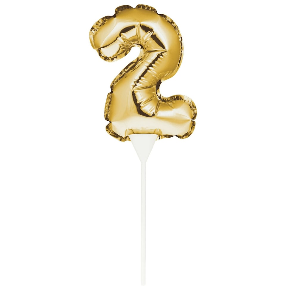 image 1 of Creative Party Number 2 Balloon Cake Topper - Gold - One Size