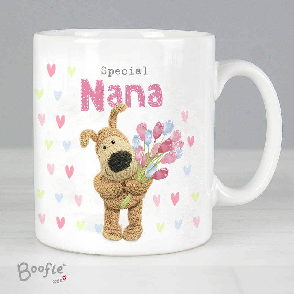 image 1 of Personalised Boofle Birthday Flowers Mug White