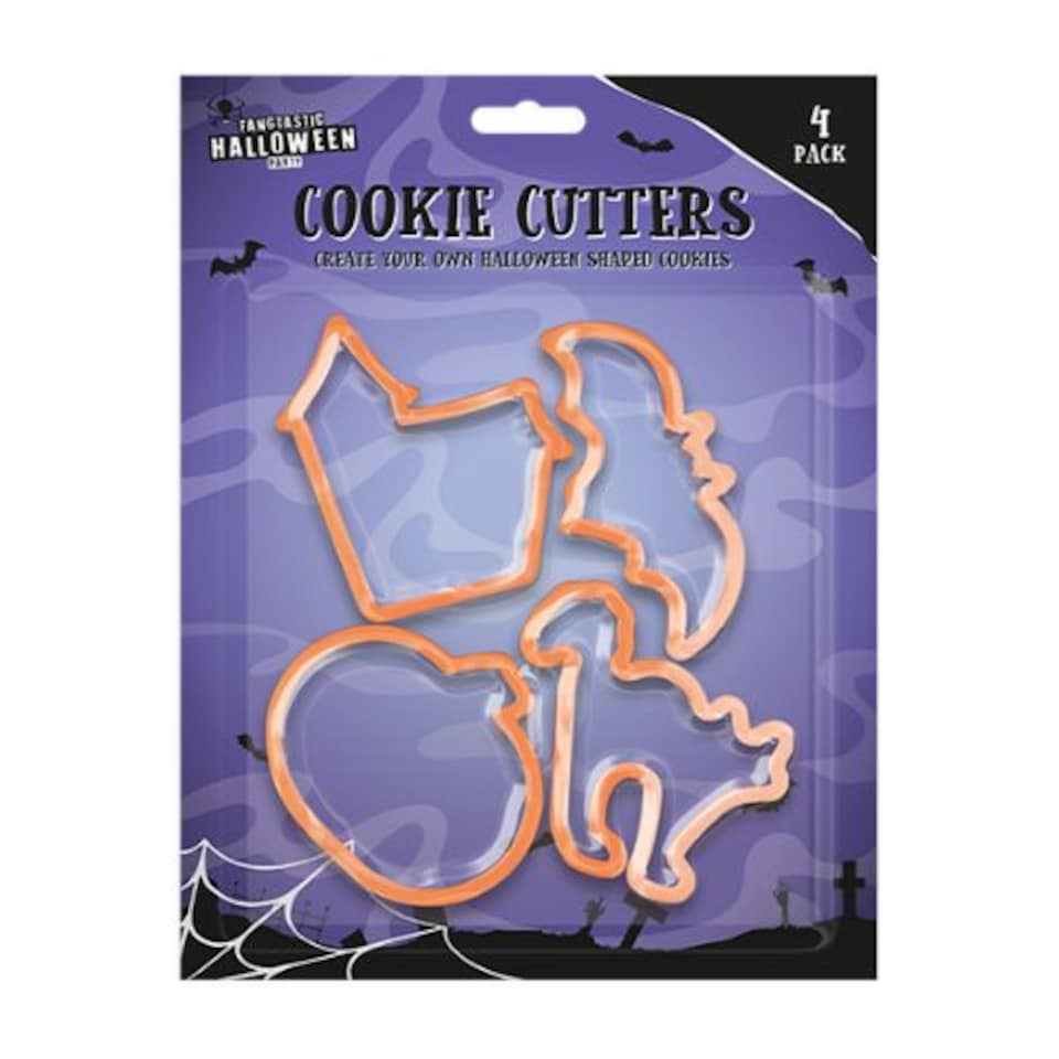image 1 of Halloween Plastic Cookie Cutters 4 Pack Assorted Colours - Orange