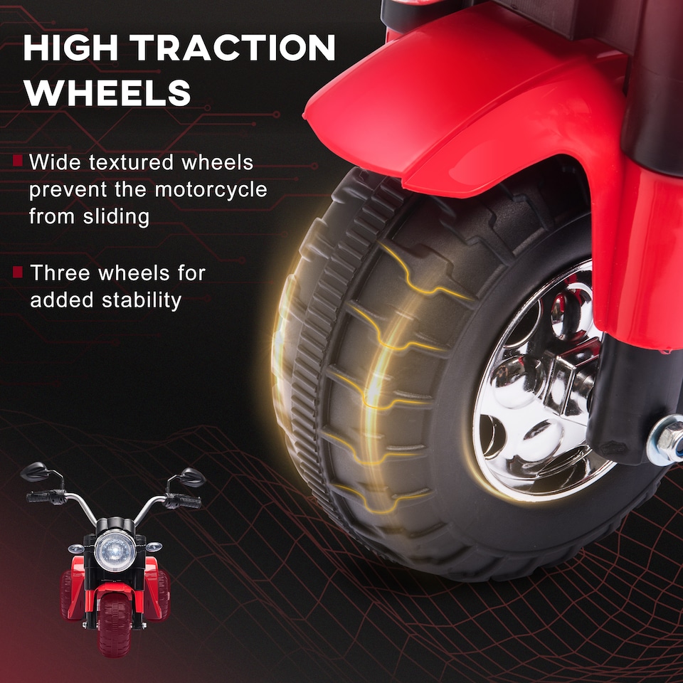 image 1 of HOMCOM Kids 6V Electric Motorcycle Ride-On Toy Battery 18 - 36 Months Red