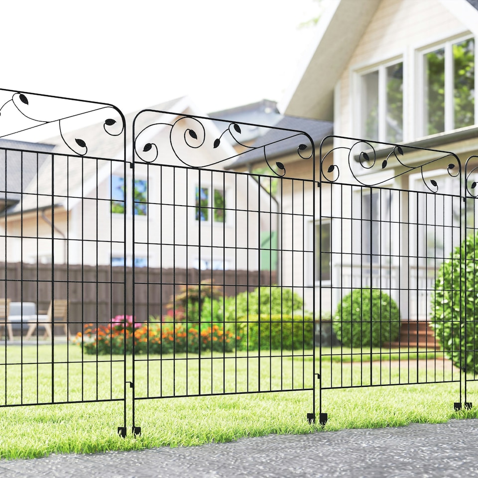 image 1 of Outsunny Decorative Garden Fencing 4PCs 43in x 11.5ft Metal Border Edging
