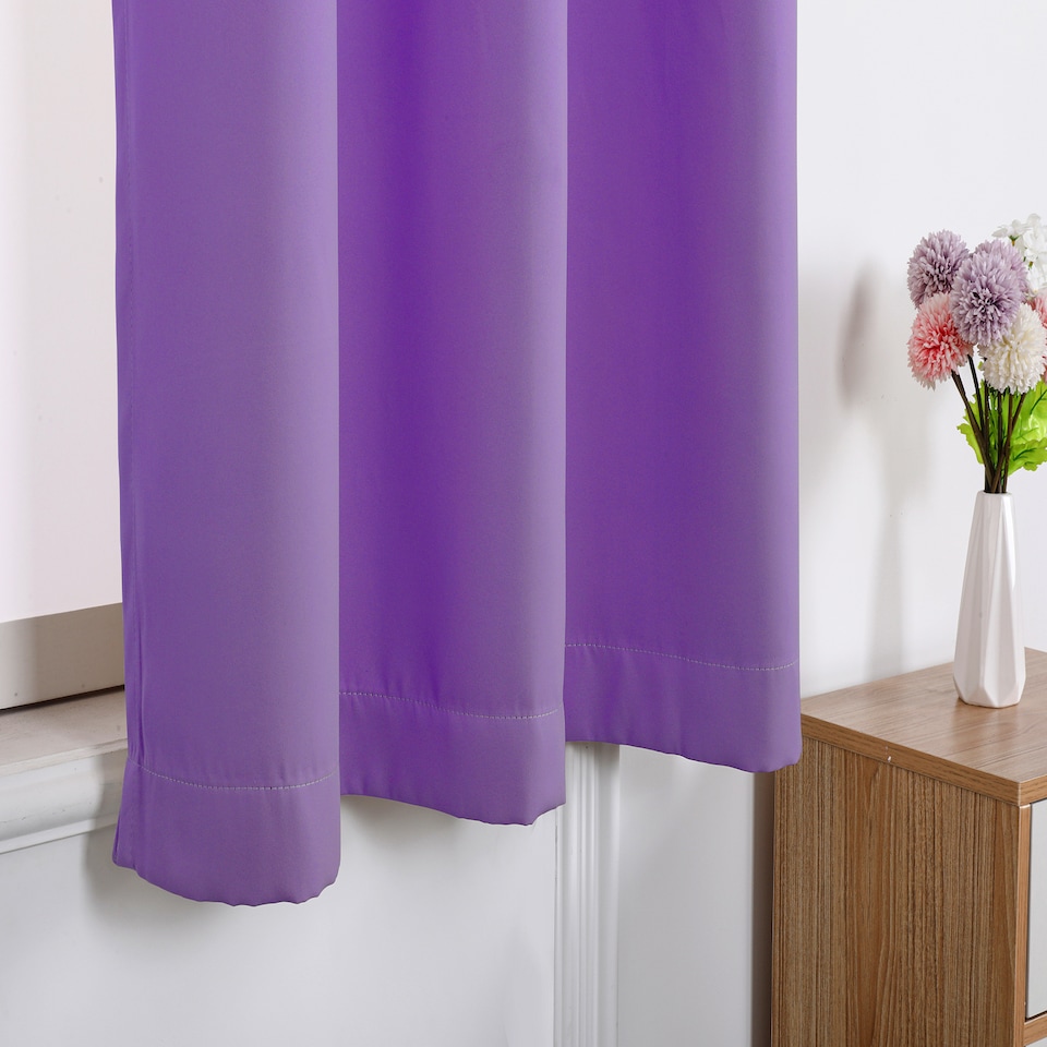 image 1 of Purple Blackout Curtains - Eyelet Thermal Curtain  - 46 x 54 Inch Drop - 2 Panel | Purple | One Size