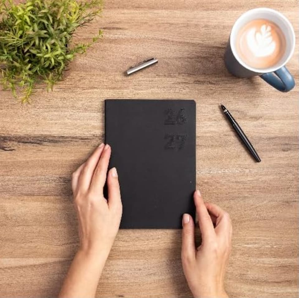 image 1 of 2026 - 2027 Academic Diary A5 Week to View - Mid Year Planner August 2026 to July 2027 - Softcover Felix - Term Dates Notes Timetable | Black | Black