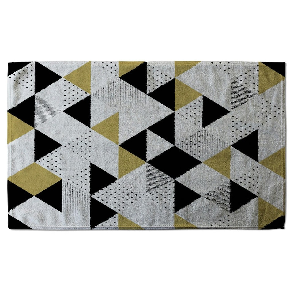 image 1 of Gold & Black Geometric Triangles (Kitchen Towel)