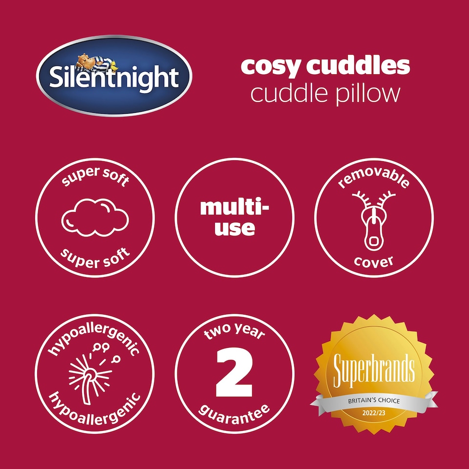 image 1 of Silentnight Cosy Cuddles Pillow, Back Support Reading Pillow, Grey