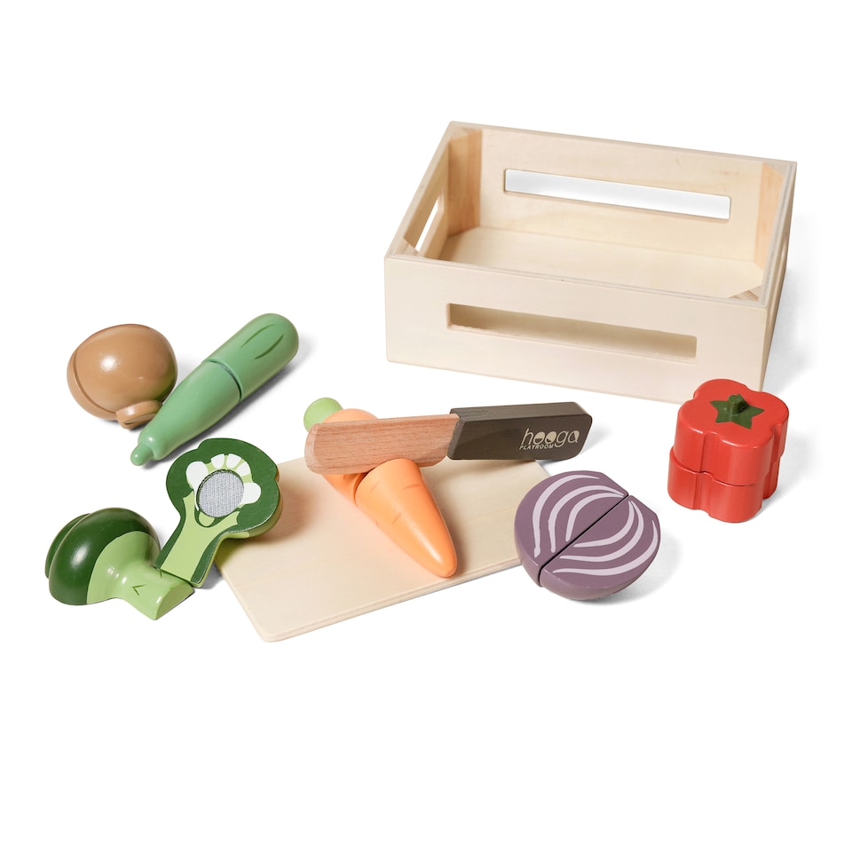 image 1 of Hooga Playroom Cutting Play Food - Role Play Wooden Vegetables