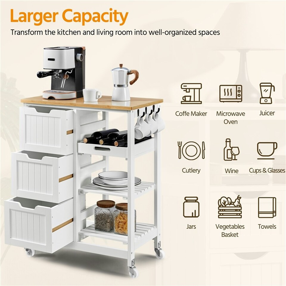 image 1 of Yaheetech 84.5 cm H Kitchen Storage Serving Cart