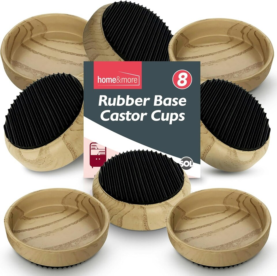image 1 of SOL 8pk Rubber Case Castor Cups - Non-Slip Caster Cups to Protect Wooden Floors | Multi