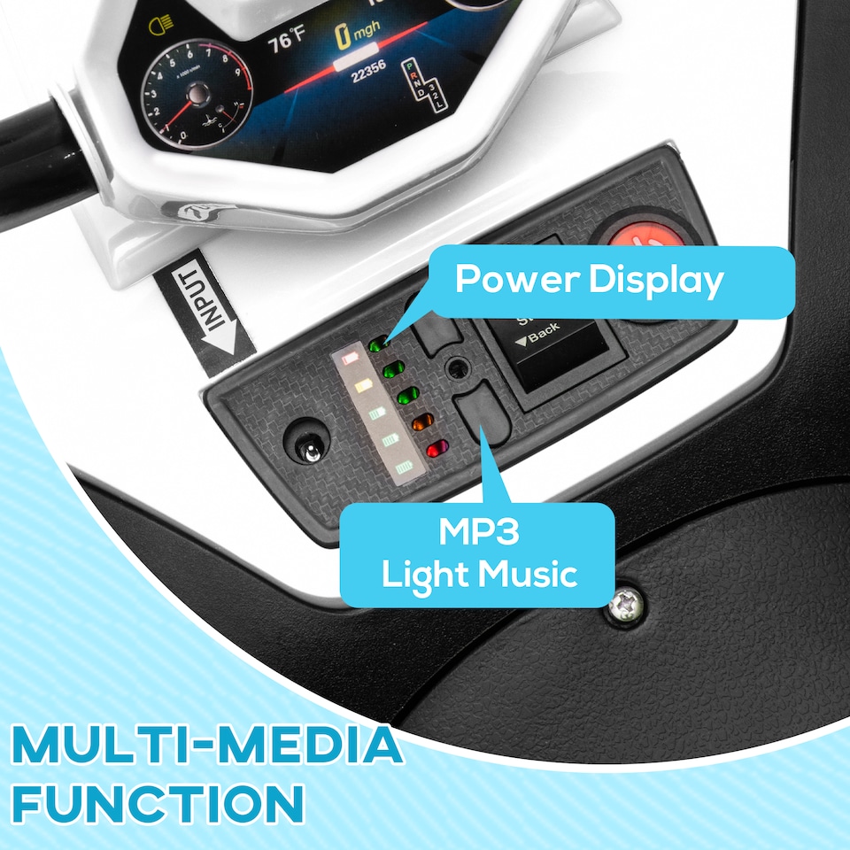 image 1 of AIYAPLAY Kids Quad Bike, 12V Electric Ride on ATV with 4 Wheels Spring Suspension, LED Light, Music, MP3, 5KMithH Battery Powered, for Ages 3-5 Years, White