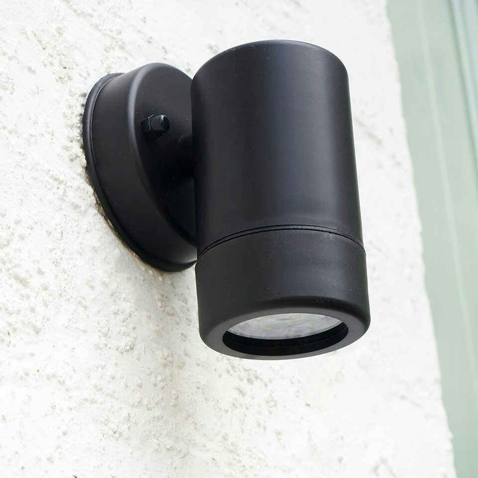 image 1 of ValueLights Mellor Matte Black Wall Light and GU10 Spotlight LED 5W Cool White 6500K Bulb Black