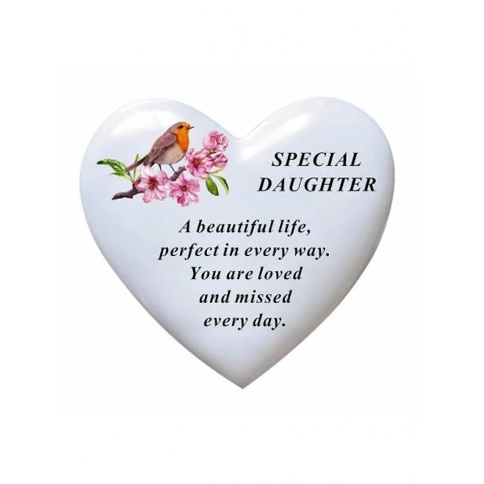 David Fischhoff Memorial Heart With Robin 15 x 14cm - Daughter