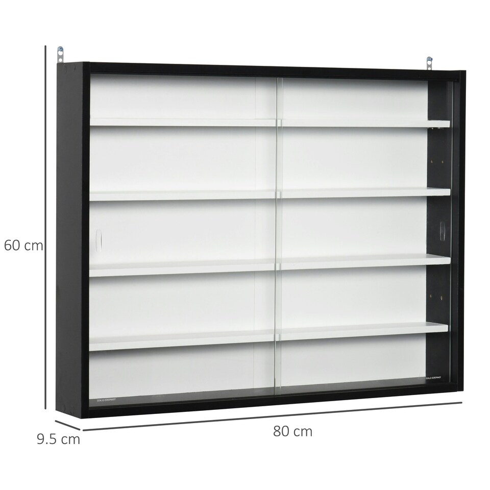 image 1 of HOMCOM 5-Tier Wall Display Shelf Unit Cabinet w/ Shelves Glass Doors