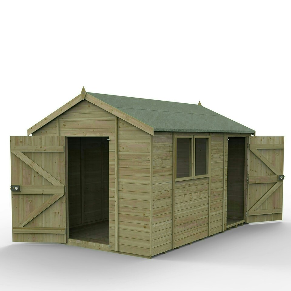 image 1 of Forest Garden Timberdale 12x8 Apex Shed - Combo Brown