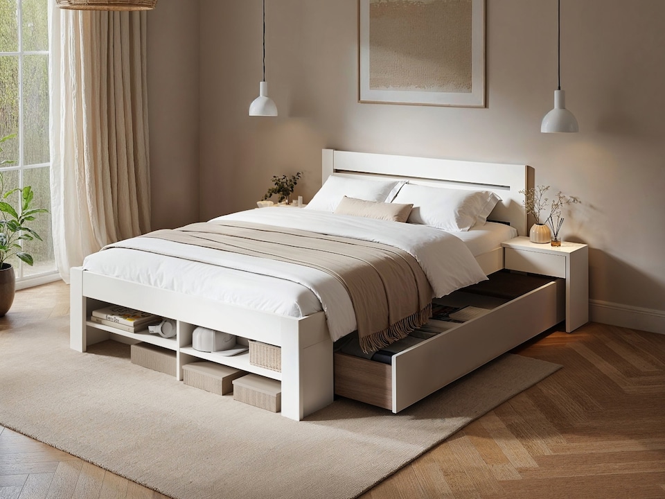 image 1 of Noomi Pradis Double Storage Bed White (FSC-Certified)