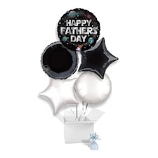 Galactic Father's Day Balloon Bouquet - 5 Inflated Balloons In A Box Black