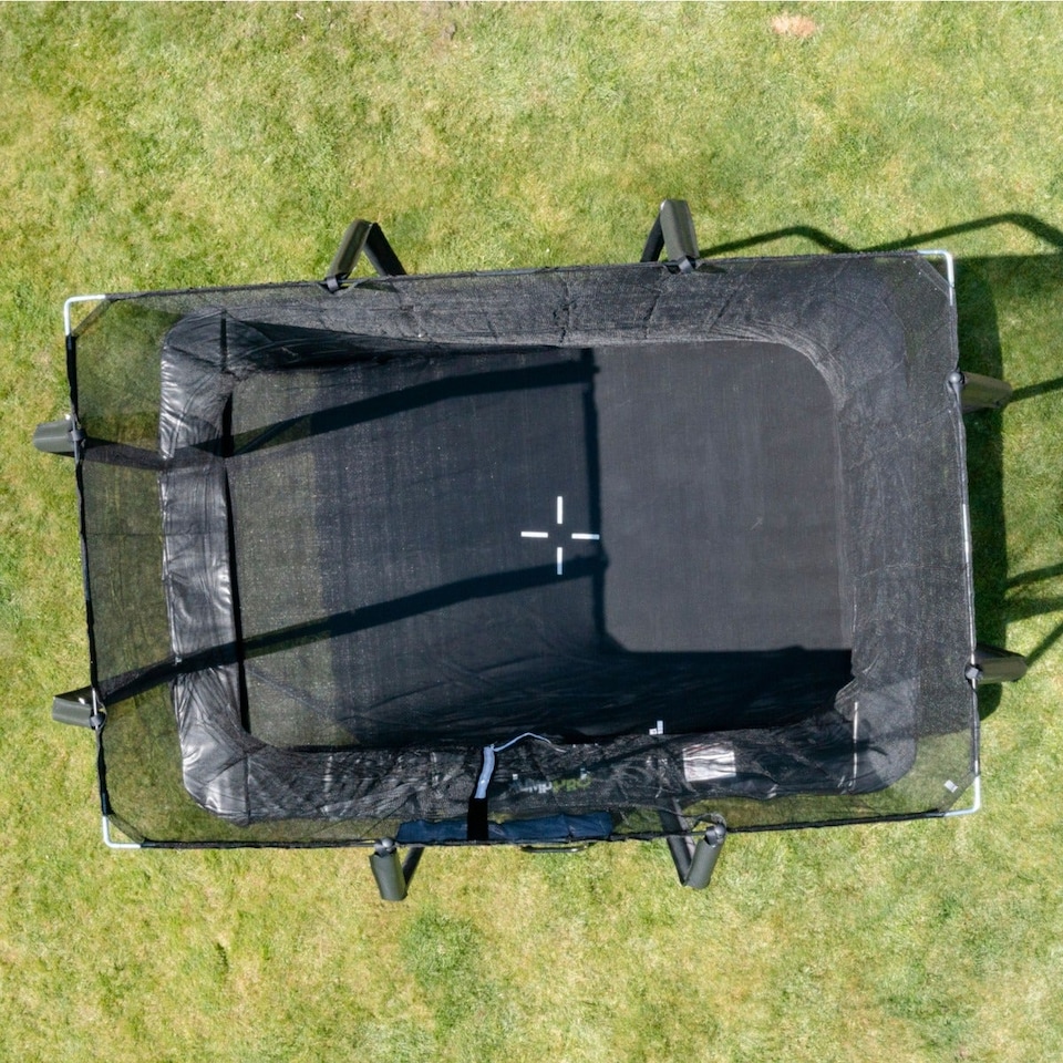 image 1 of 10ft x 7ft JumpPRO® Xcel Black Rectangular Trampoline with Enclosure.