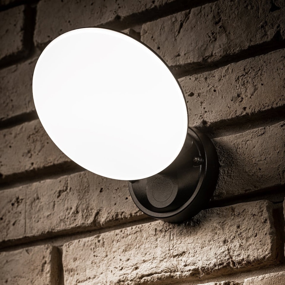 image 1 of CGC EZRA Slim Round Black LED Outdoor Wall Light 10W 1000lm 4000K Natural White LED
