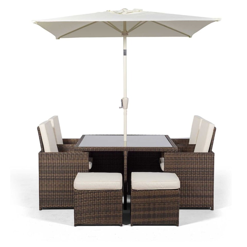 image 1 of Giardino 4 Seater Rattan Cube Dining Set | Brown | Brown