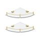 image 1 of Living and Home Glass Corner Shelf for Bathroom 1-Tier Set of 2 - Gold