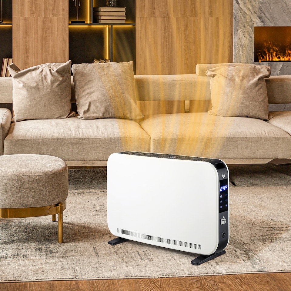 image 1 of HOMCOM Electric Heater, 2180W Portable Convector Heater with 24H Timer, Overheat Protection, Adjustable Temperature for Home, White