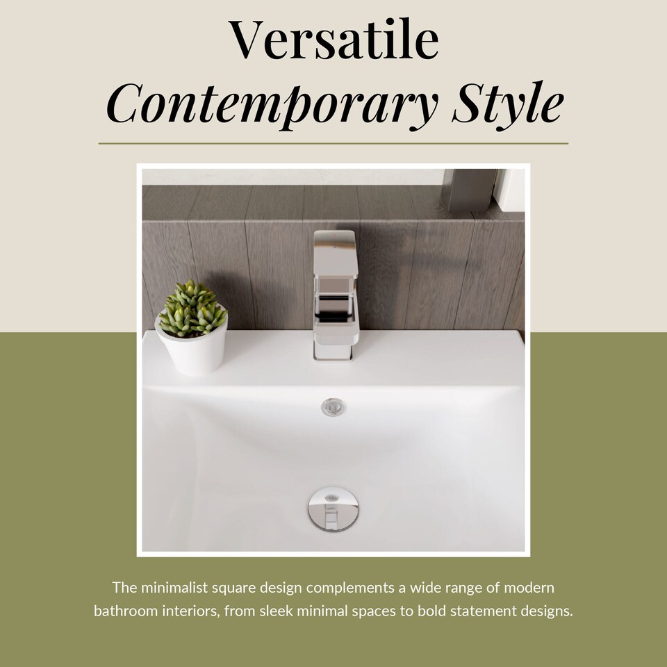 image 1 of Balterley Square Eco Mono Basin Mixer Tap & Push Button Waste