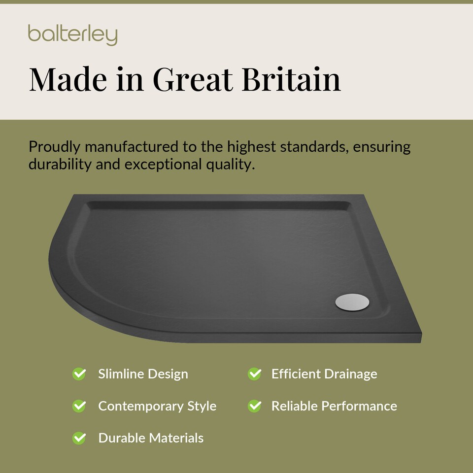 image 1 of Balterley Premium Shower Tray - Left Hand Offset Quadrant | Grey | Grey Slate | 1