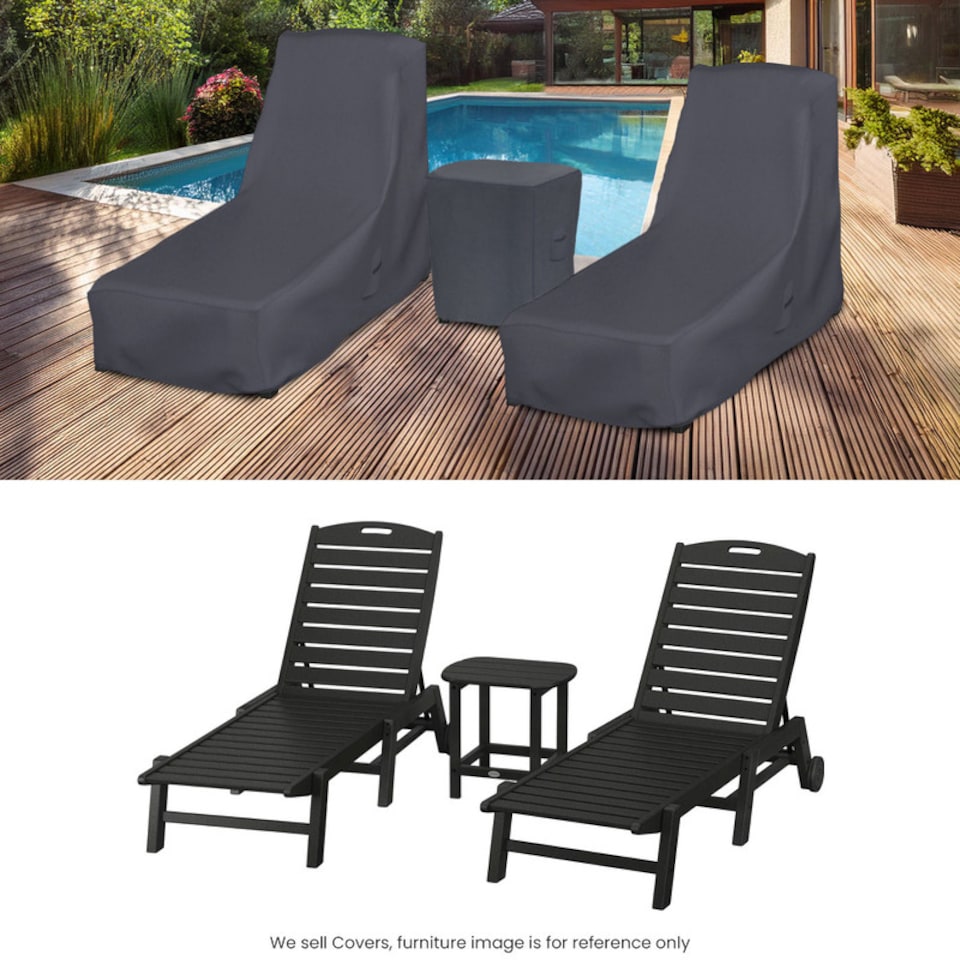 image 1 of Covers and all 3-Piece Patio Furniture Covers for Nautical Chaise Lounge Set Water-Repellent UV-Resistant Polyester, 27 in W x 78.5 in D x 39 in H x