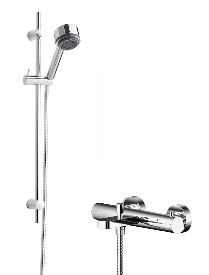 Wall Mount Thermostatic Bath Shower Mixer Tap Linear Slide Rail Kit