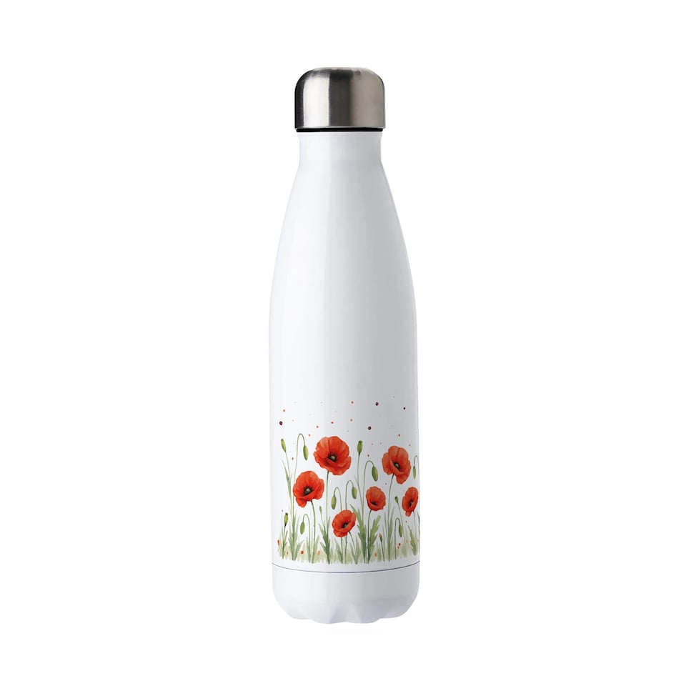 image 1 of Summer Poppies Reusable Metal Water Bottle
