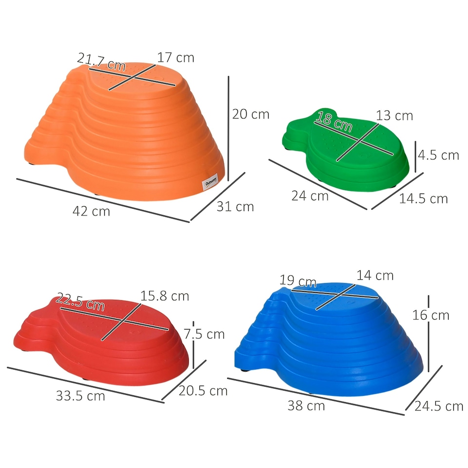 image 1 of Outsunny Kids Balance Stepping Stones - Multicoloured