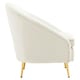 image 3 of Interiors by Premier Beige Velvet Armchair with Cushion, Plush Foam Seat With Gold Finish Metal Legs, Living Room Accent Chair