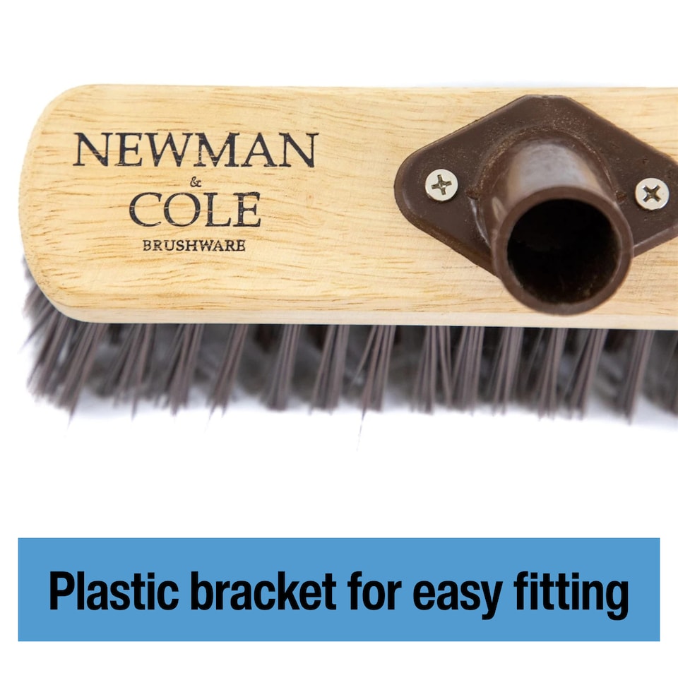 image 1 of 10" Stiff Synthetic Broom with Handle Heavy Duty Outdoor Sweeping Brush for Garden & Patio
