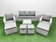 image 1 of Fimous Outdoor Garden Furniture Set PE Rattan Lounge Sofa Set with Coffee Table 3 Seater Sofa 4 Footstools 2 Side Tables Light Grey