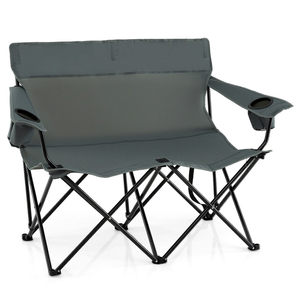 image 1 of COSTWAY Double Camping Chair 2-Person Lawn Chair Blue