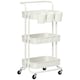 image 1 of HOMCOM 3 Tier Utility Rolling Cart, Kitchen Cart with 3 Removable Mesh Baskets, 3 Hanging Box, 4 Hooks and Dividers for Living Room, Laundry, Garage, White