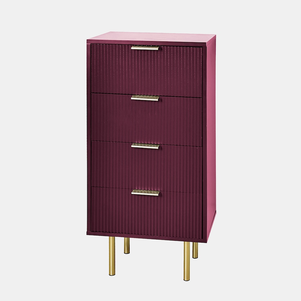 image 1 of OHS Ribbed 4-Drawer Unit Engineered Wood Cabinet Storage
