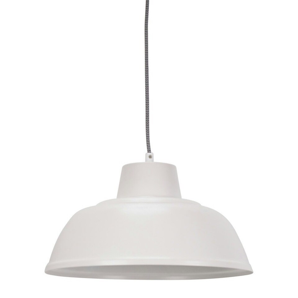 image 1 of ValueLights Morris White Metal Drop Hanging Pendant Ceiling Light with LED Bulb