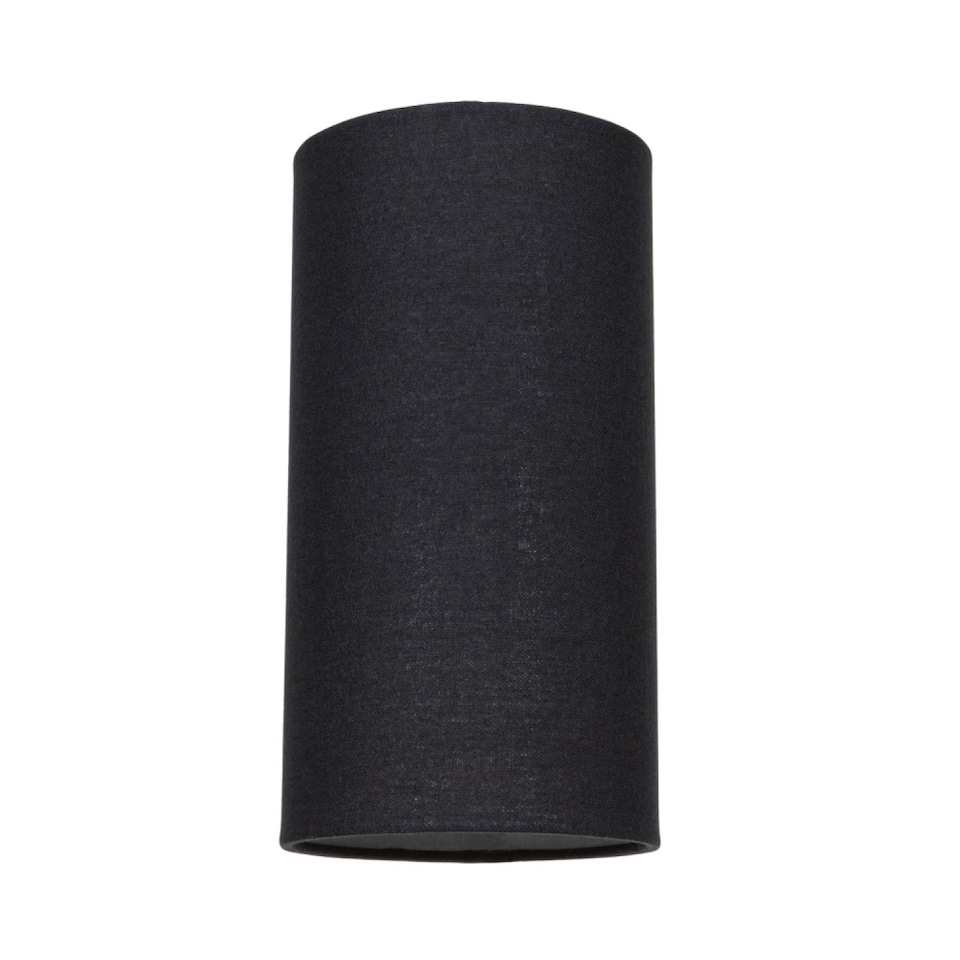 image 1 of Contemporary and Stylish Jet Black Linen Fabric Tall Cylindrical 25cm Lamp Shade | Black | Black | 1