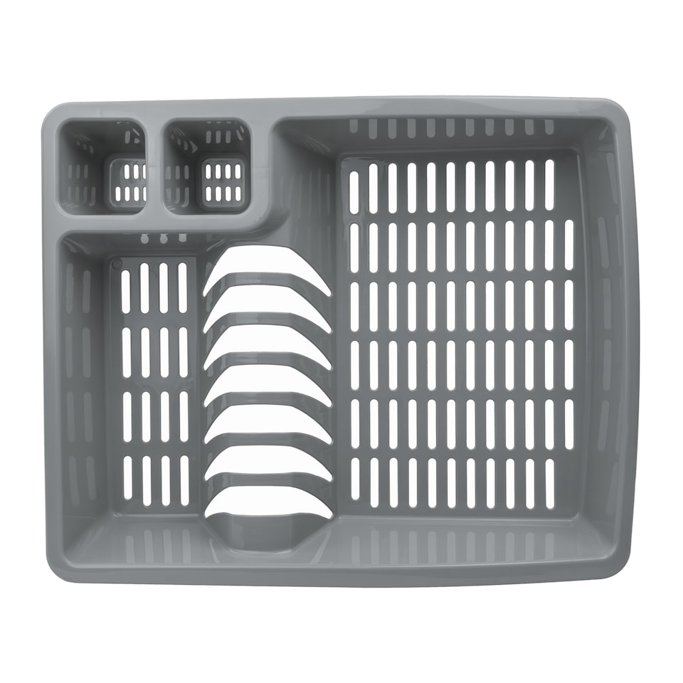 image 1 of JVL Plastic Dish Drainer and Rectangular Washing Up Bowl Kitchen Set, Grey | Grey