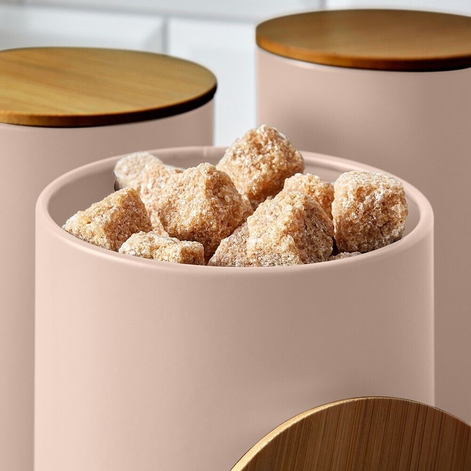 image 1 of Tower Scandi Pink Clay Storage Set Bread Bin 3 Canisters & Biscuit Barrel