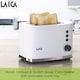 image 2 of LAICA Dual Flo 2 Slice Toaster, with Defrost & Reheat Functions, High-Lift & Wide Slots - White