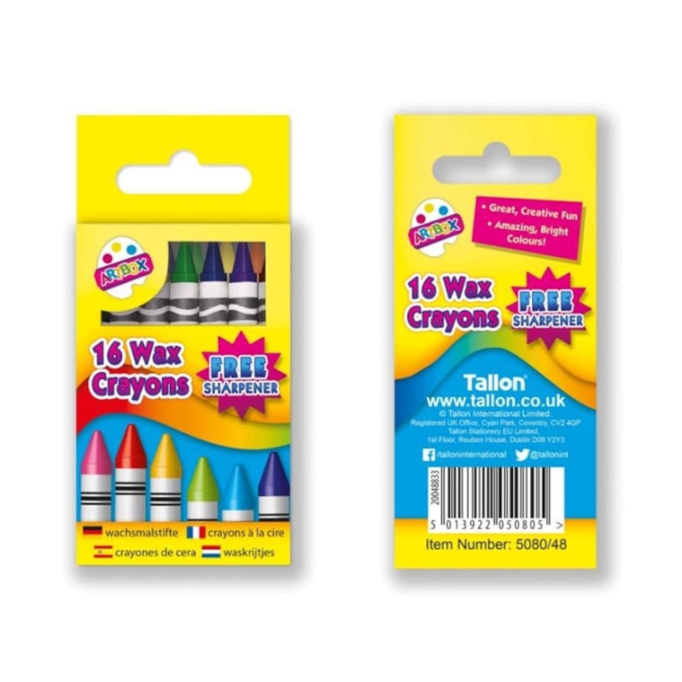 image 1 of Pack of 16 Wax Crayons in Hanging Box