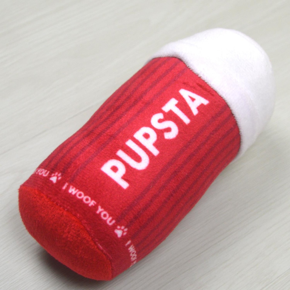 image 1 of Pupsta Plush Novelty Dog Toy Squeaky Coffee Inspired Puppy Christmas Birthday Present Pup Cup Puppaccino