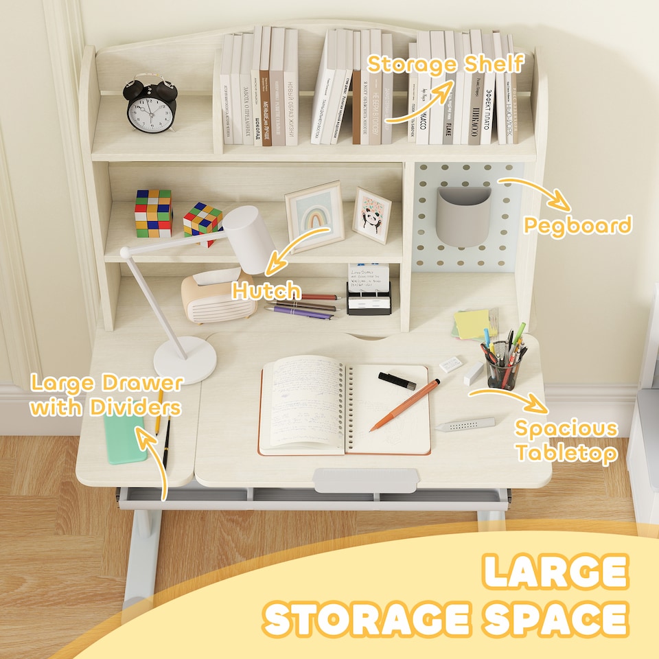 image 1 of AIYAPLAY Kids Desk, Study Desk for Kids Height Adjustable with Tilt-Desktop