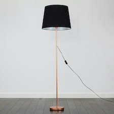 ValueLights Charlie Copper Floor Lamp XL Black Taper Shade & Bulb 