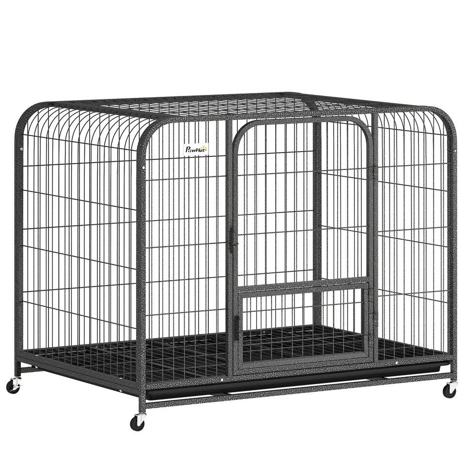 image 1 of PawHut Heavy Duty Dog Crate, Large Dog Cage with Wheels and Tray